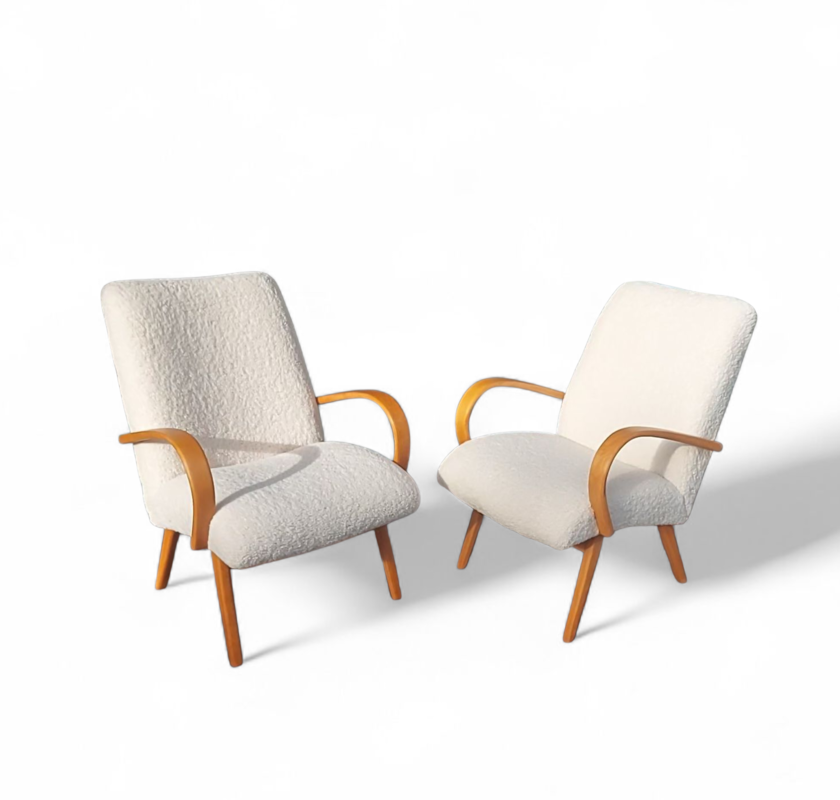 S 370 JC Pair teddy rehupholstered Scandinavian armchairs,  1960s 