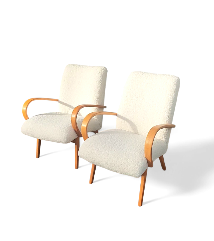 S 370 JC Pair teddy rehupholstered Scandinavian armchairs,  1960s 