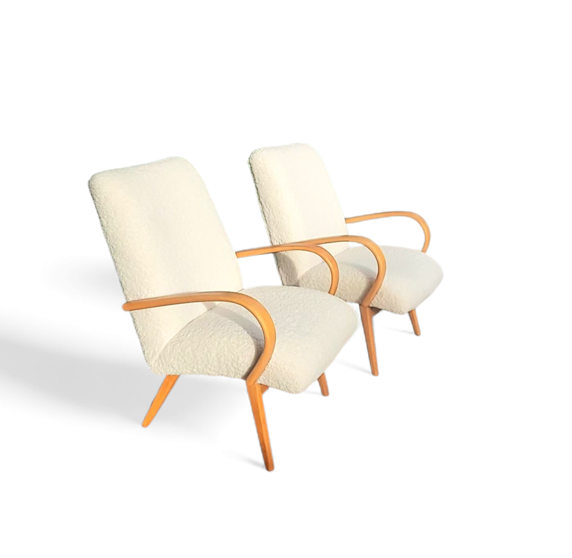 S 370 JC Pair teddy rehupholstered Scandinavian armchairs,  1960s 