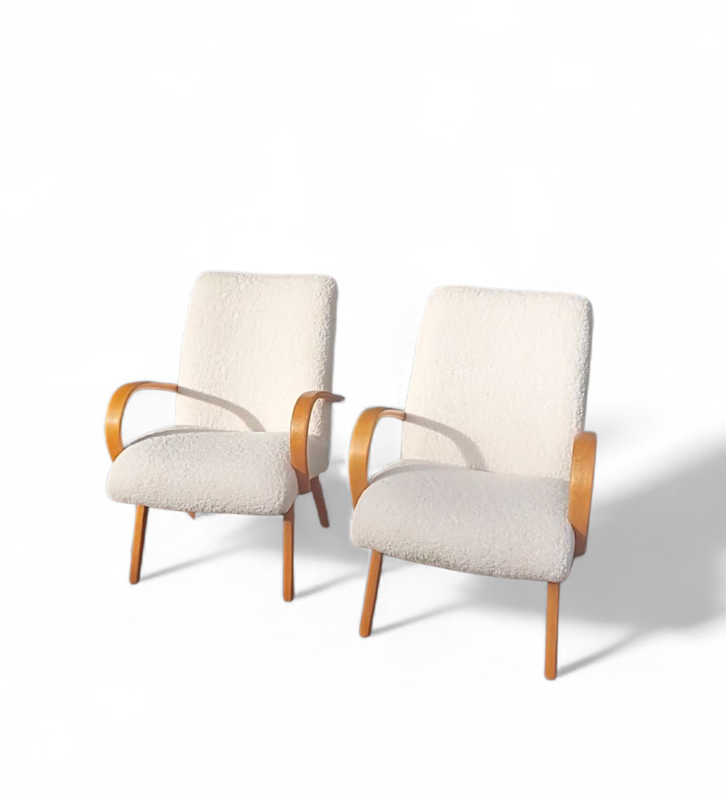 S 370 JC Pair teddy rehupholstered Scandinavian armchairs,  1960s 