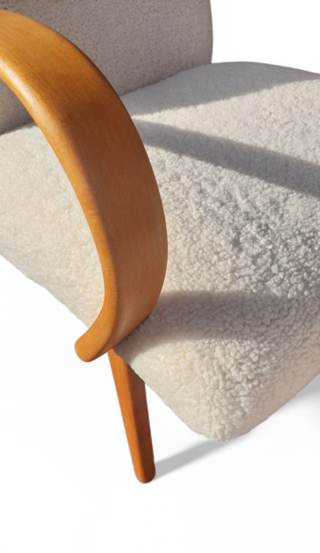 S 370 JC Pair teddy rehupholstered Scandinavian armchairs,  1960s 