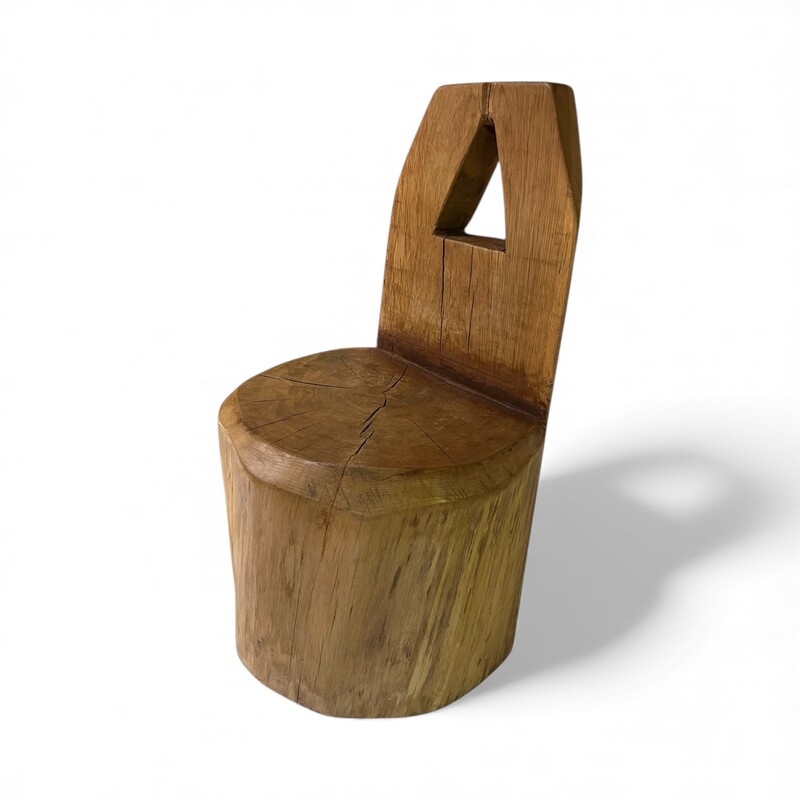 S 374 RD brutalist Wood chair 