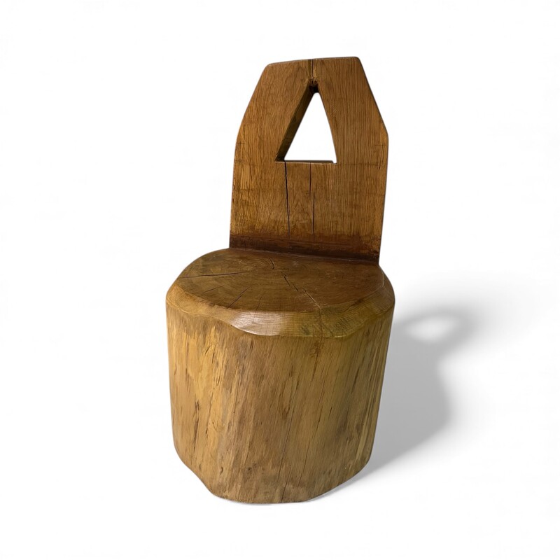 S 374 RD brutalist Wood chair 