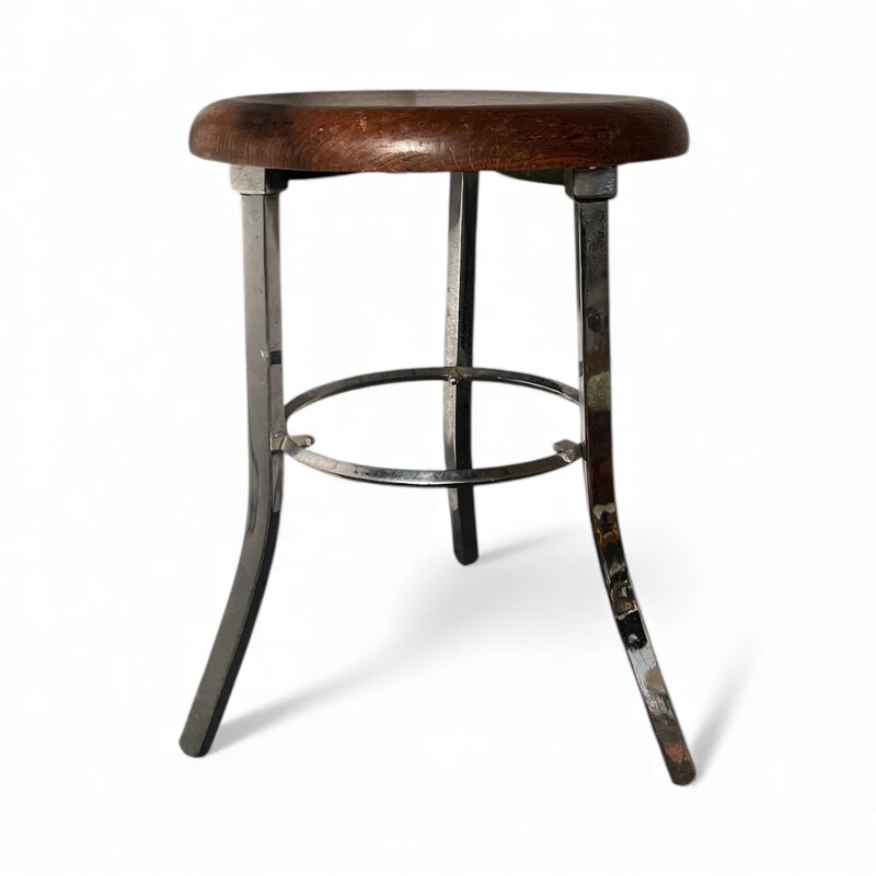 S 375 DAN chrome and wood stool
