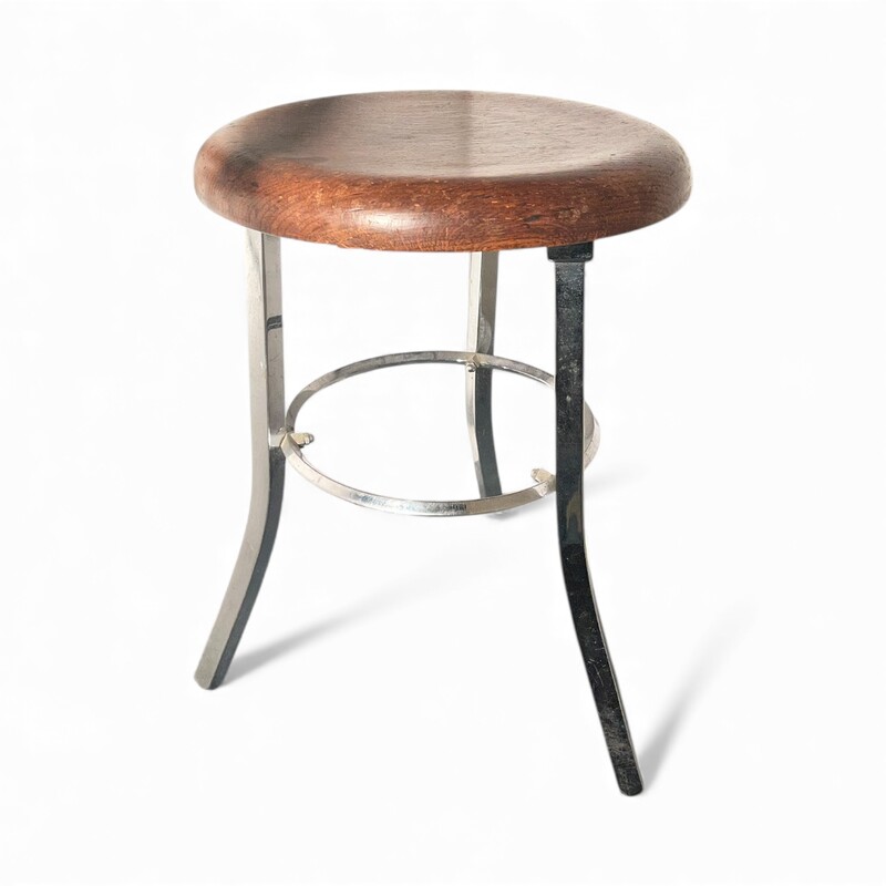 S 375 DAN chrome and wood stool
