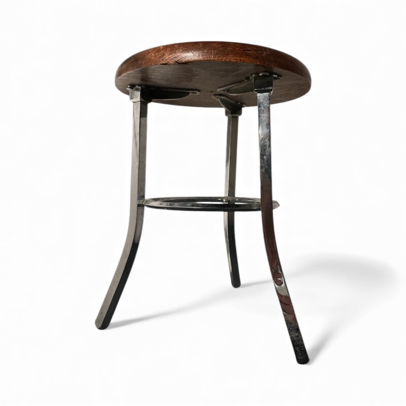 S 375 DAN chrome and wood stool