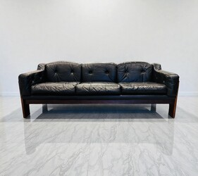 S 378 AG black sofa leather by C. Sallochi 1960’s