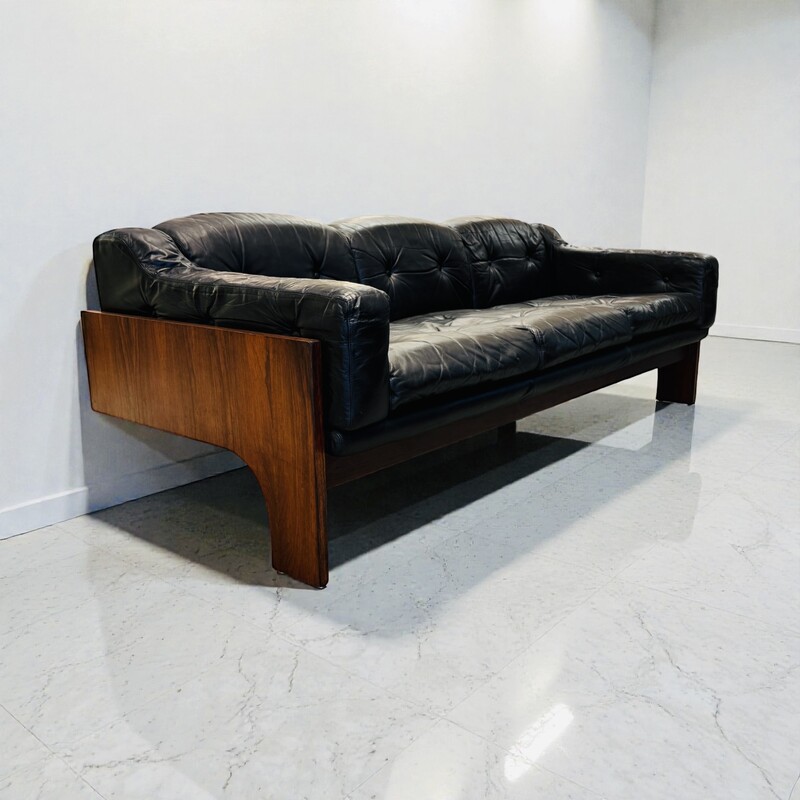 S 378 AG black sofa leather by C. Sallochi 1960’s