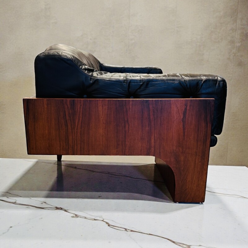 S 378 AG black sofa leather by C. Sallochi 1960’s