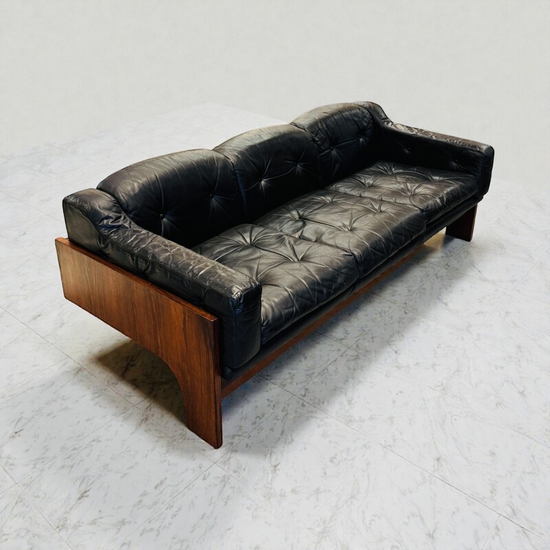 S 378 AG black sofa leather by C. Sallochi 1960’s