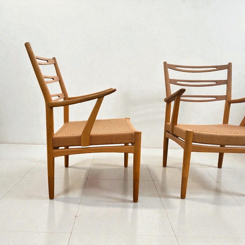 S 380 AG Pair of scandinave armchairs paper cord 1960’s