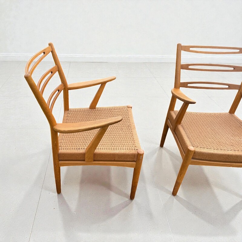 S 380 AG Pair of scandinave armchairs paper cord 1960’s