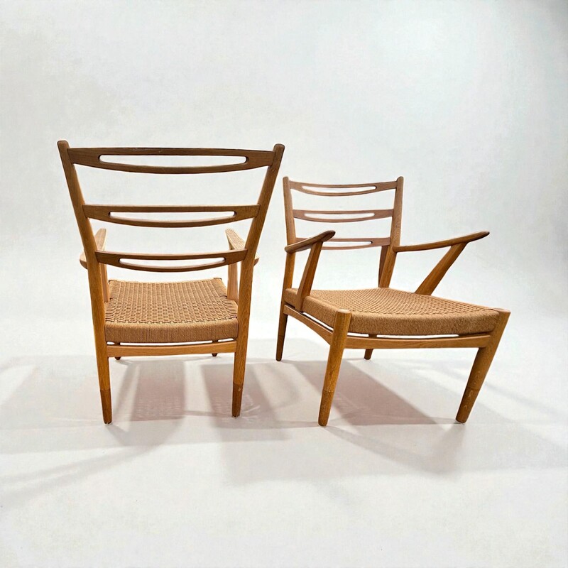 S 380 AG Pair of scandinave armchairs paper cord 1960’s