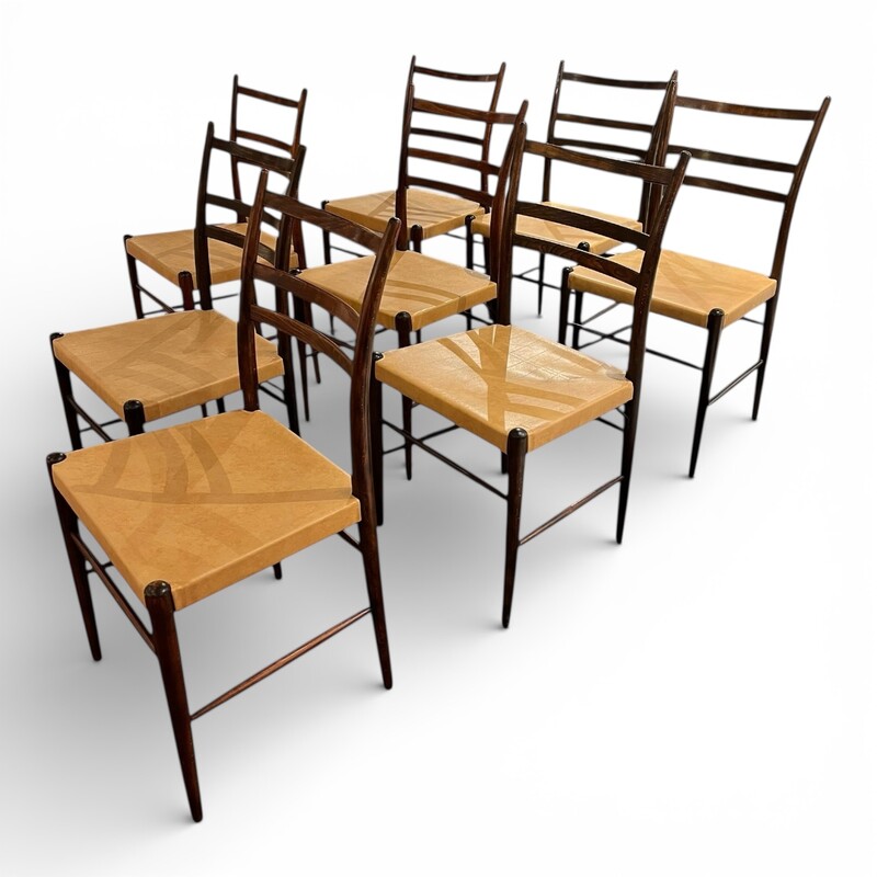 S 398 AS set of 8 chairs with original leather by YNGE EKSTROM, 1960’s 