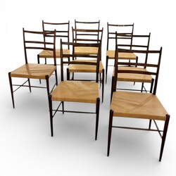 S 405 AS Set of 8 chairs with original leather  by Yngve Ekström, Model GRACELL, designed 1956, Gemla edition Sweden