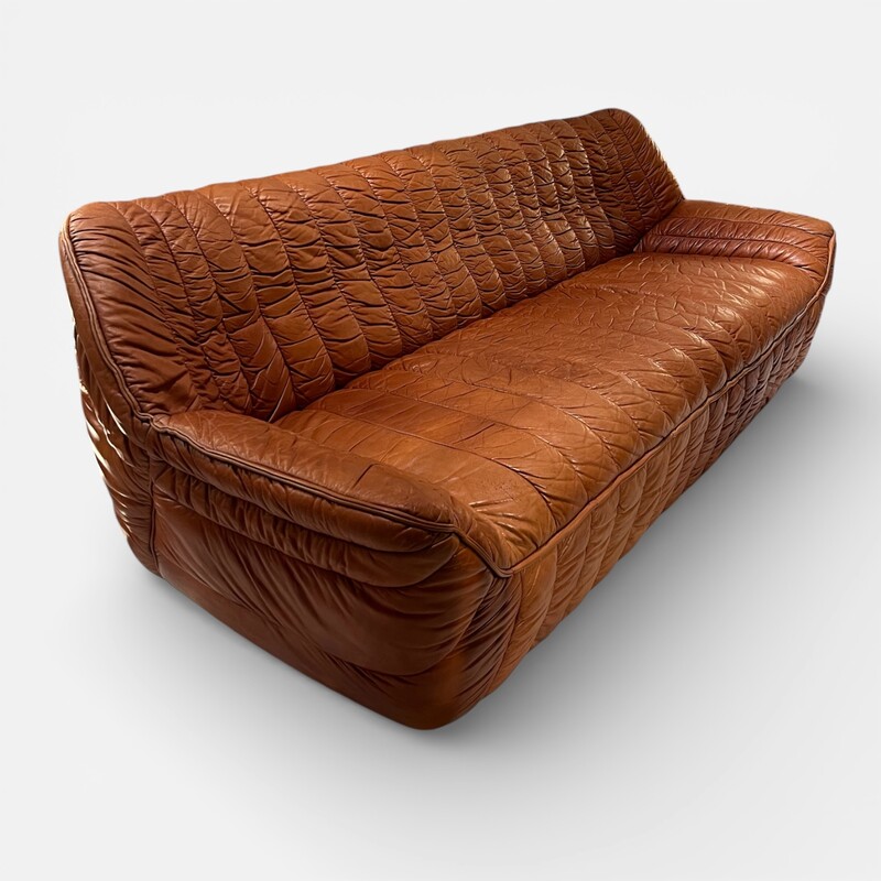 S 498 RD Vintage Laauser Leather Sofa