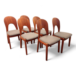 S 502 JC Set of 6 solid teak chairs, new upholstery, by Niels Koefoed, Denmark