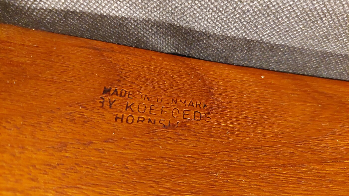 S 502 JC Set of 6 solid teak chairs, new upholstery, by Niels Koefoed, Denmark