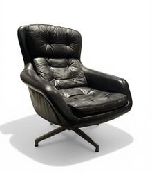 S 510 PL Black leather armchair by Alf Svensson