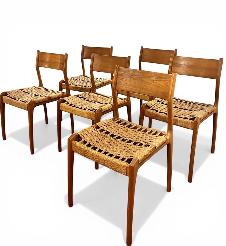 S 511 CW set of 6 Havana chairs by Consorzio Sedie Friuli, circa 1960.