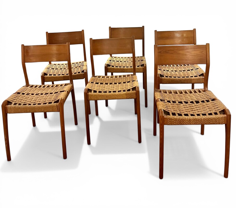 S 511 CW set of 6 Havana chairs by Consorzio Sedie Friuli, circa 1960.