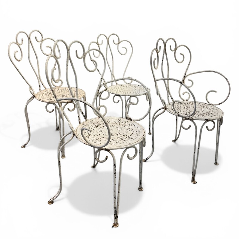 S 515 JD/RC set of 4 wrought iron patinated garden chairs, 1950’s