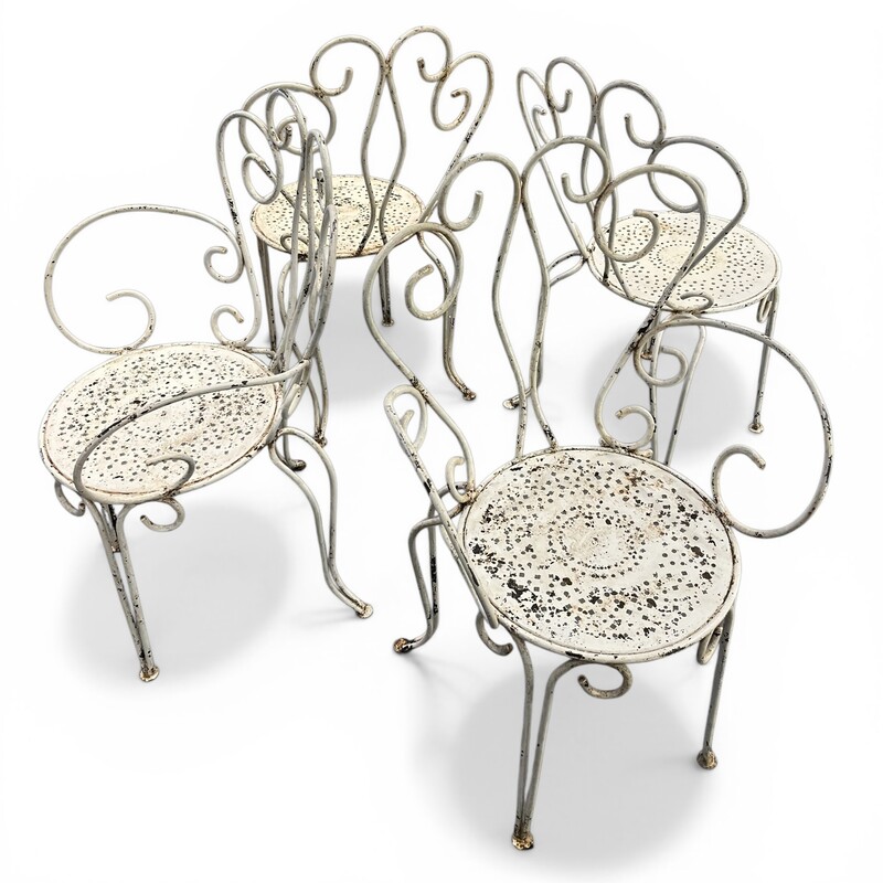 S 515 JD/RC set of 4 wrought iron patinated garden chairs, 1950’s