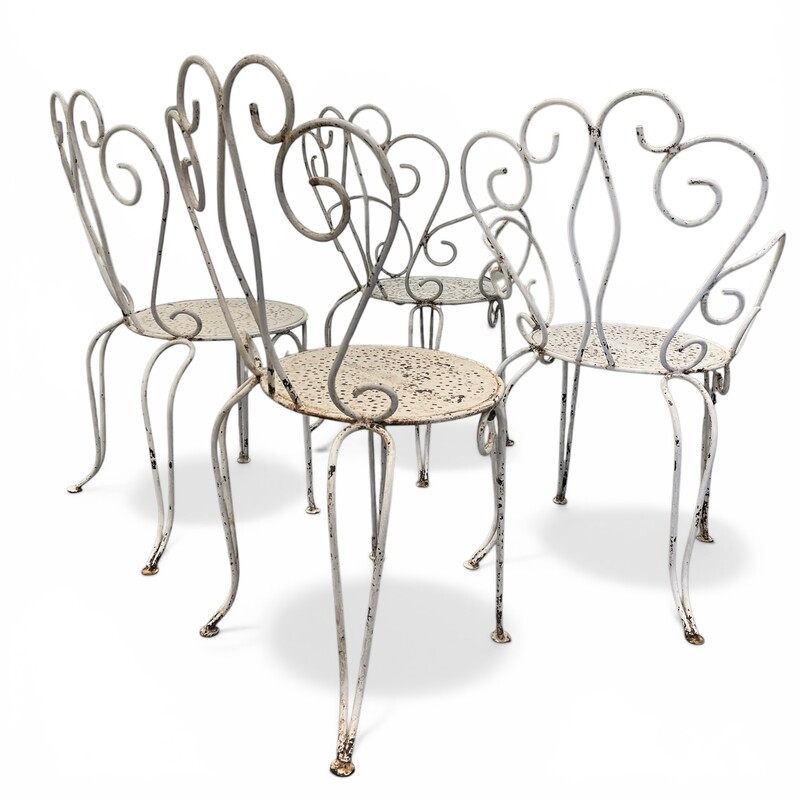 S 515 JD/RC set of 4 wrought iron patinated garden chairs, 1950’s