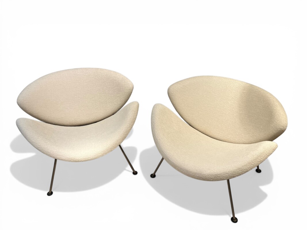 S 518 JB ORANGE SLICE CHAIRS Design PIERRE PAULIN for ARTIFORT, 1st Generation 1960s restored - NEW UPHOLSTERY!