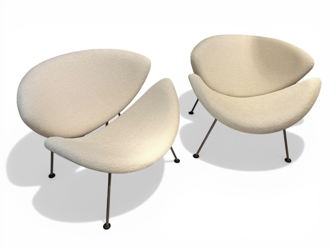 S 518 JB ORANGE SLICE CHAIRS Design PIERRE PAULIN for ARTIFORT, 1st Generation 1960s restored - NEW UPHOLSTERY!