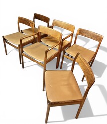 S 520 FL set of 6 Lubke chairs, rosewood and leather 