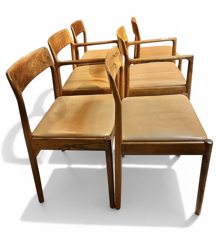 S 520 FL set of 6 Lubke chairs, rosewood and leather 