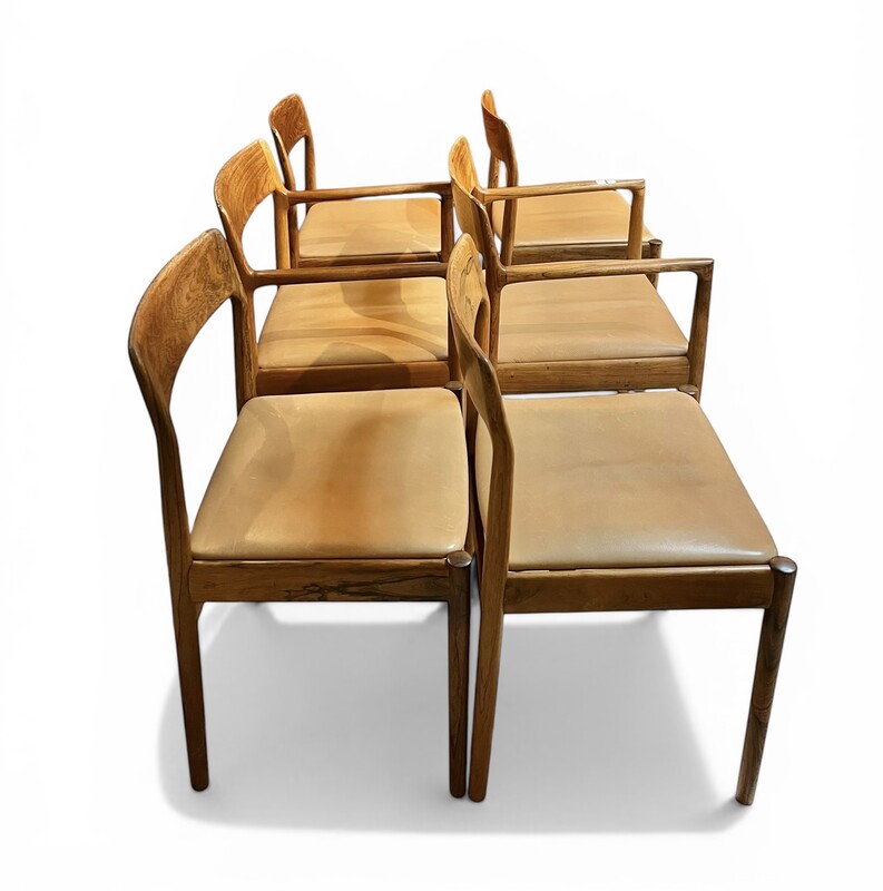 S 520 FL set of 6 Lubke chairs, rosewood and leather 