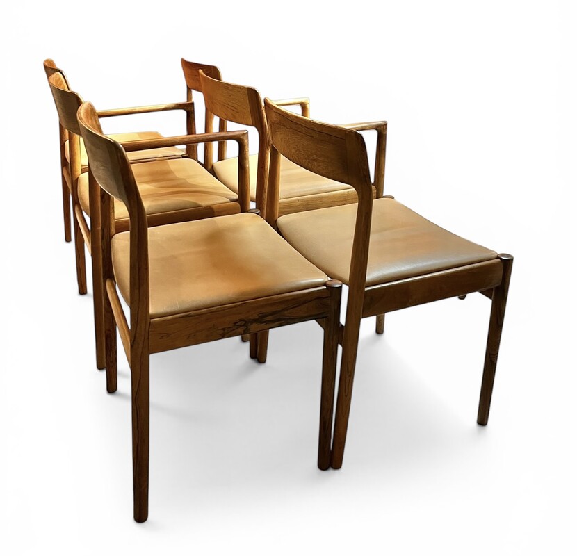 S 520 FL set of 6 Lubke chairs, rosewood and leather 