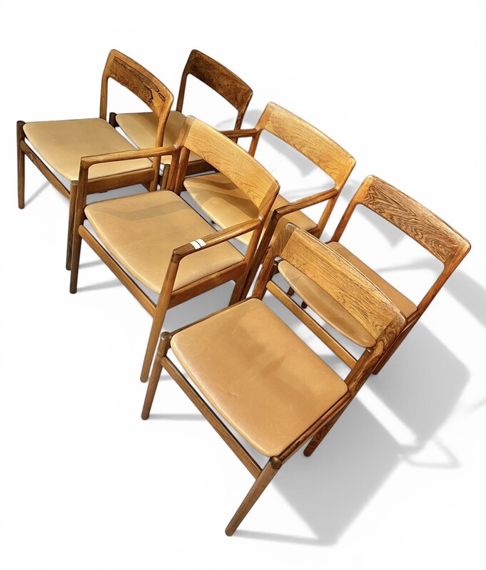 S 520 FL set of 6 Lubke chairs, rosewood and leather 