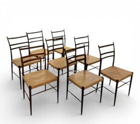 S 521 AS Set of 8 chairs with original leather by Yngve Ekström, model «Gracell», Gemla Edition, Sweden 1956