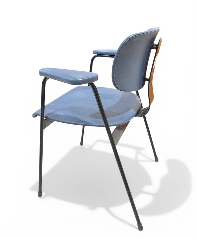 S 526 PL Willy Van Der Meeren armchair, blue moleskine, 1950’s