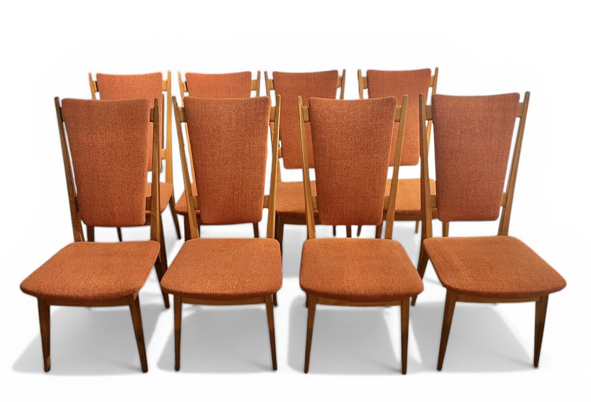 S 530 CK set of 8 oak chairs, circa 1945