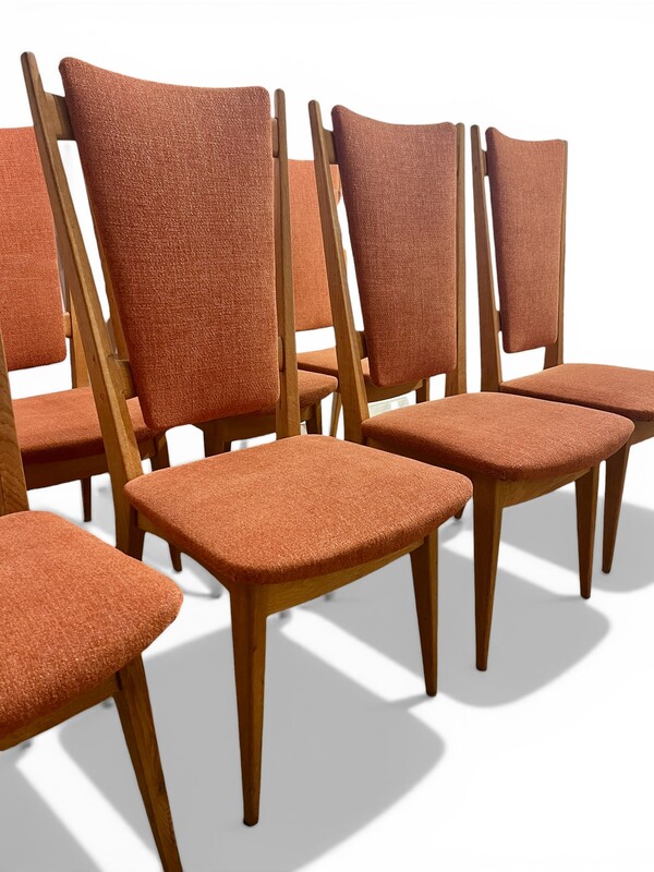S 530 CK set of 8 oak chairs, circa 1945