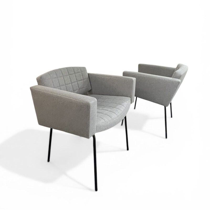 S 538 AS pair of « conseil » armchairs by Pierre Guariche for Meurop, 1960’s ( new fabric ) 