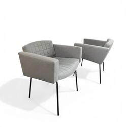 S 538 AS pair of « conseil » armchairs by Pierre Guariche for Meurop, 1960’s ( new fabric ) 