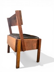 S 544 DAN leather and wood chair after Enzo Mari