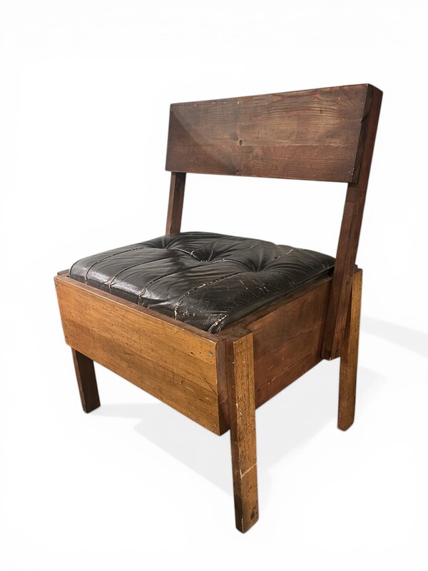 S 544 DAN leather and wood chair after Enzo Mari