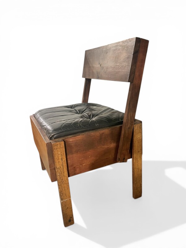 S 544 DAN leather and wood chair after Enzo Mari