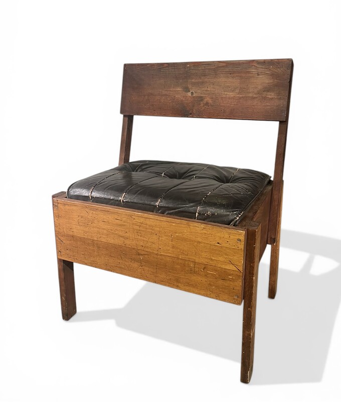 S 544 DAN leather and wood chair after Enzo Mari