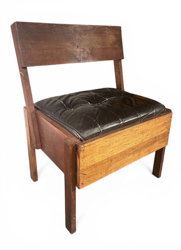 S 544 DAN leather and wood chair after Enzo Mari