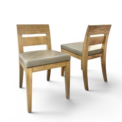 S 548 PL pair of oak and leather chairs by Christian Liaigre 