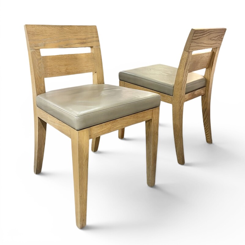S 548 PL pair of oak and leather chairs by Christian Liaigre 