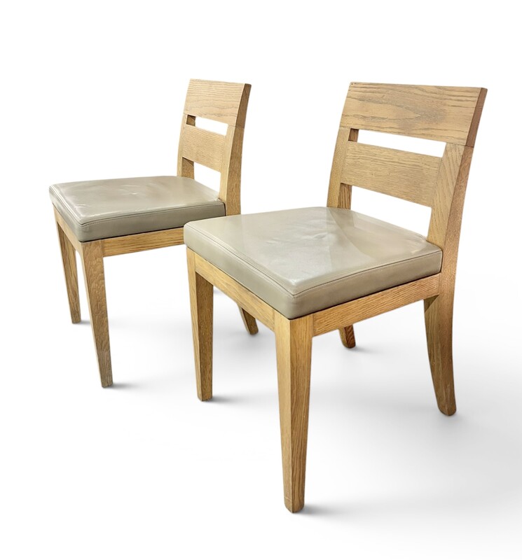 S 548 PL pair of oak and leather chairs by Christian Liaigre 