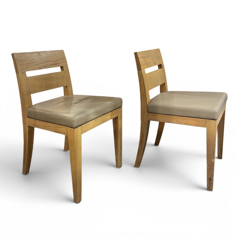 S 548 PL pair of oak and leather chairs by Christian Liaigre 